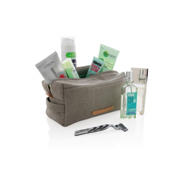 Logo trade promotional item photo of: Canvas toiletry bag PVC free, grey