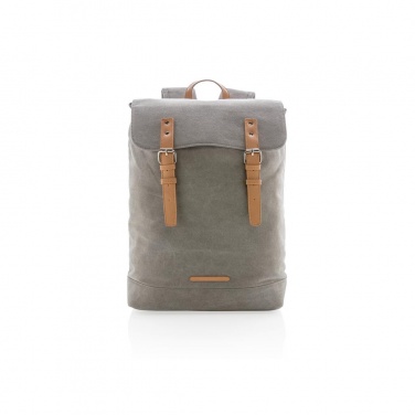 Logo trade promotional giveaways picture of: Canvas laptop backpack PVC free, grey