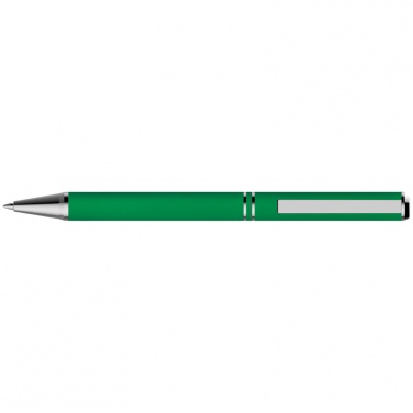 Logo trade promotional gifts picture of: Metal ballpen with zig-zag clip, green