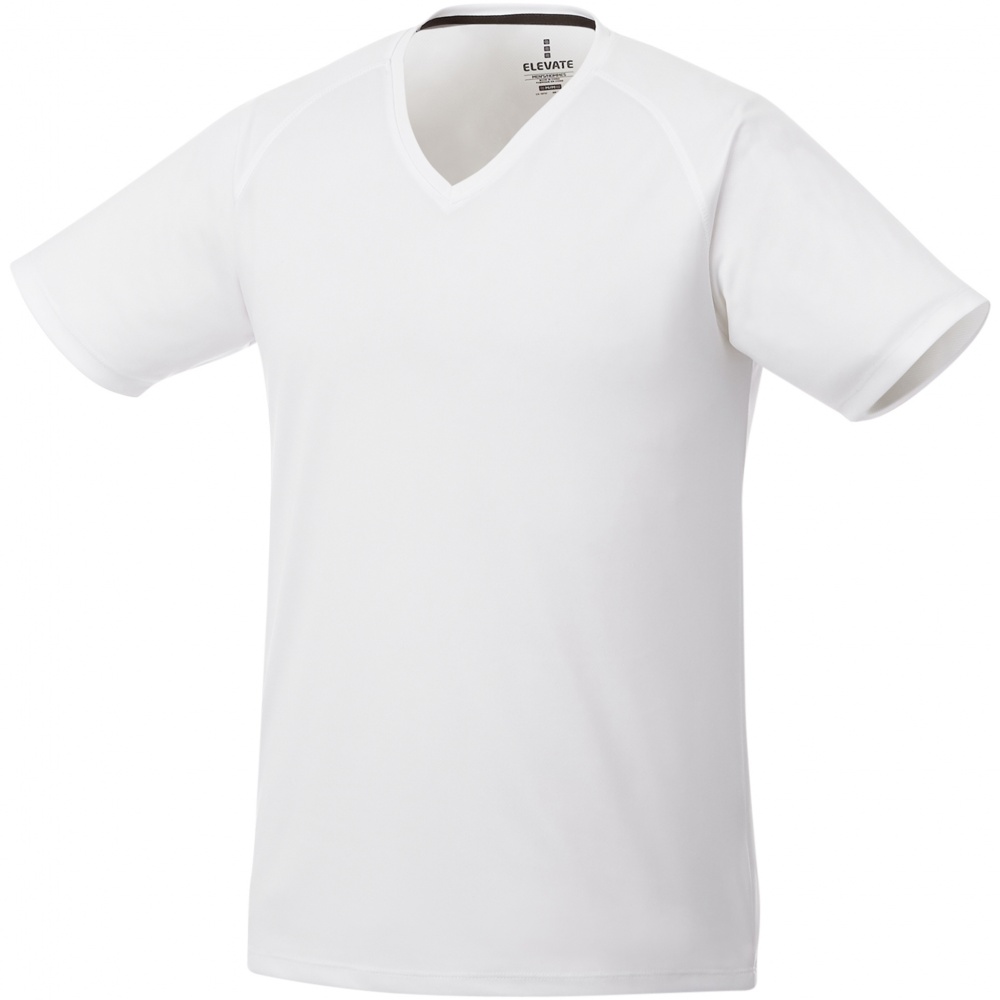 Logo trade promotional giveaways image of: Amery men's cool fit v-neck shirt, white