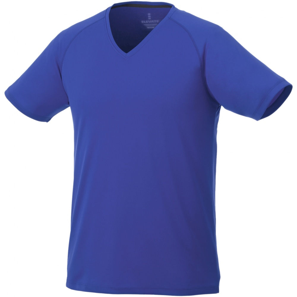 Logo trade promotional giveaways image of: Amery men's cool fit v-neck shirt, blue