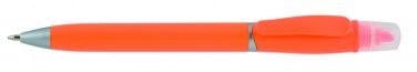 Logo trade promotional merchandise photo of: Plastic ball pen with highlighter 2-in-1 GUARDA, Orange