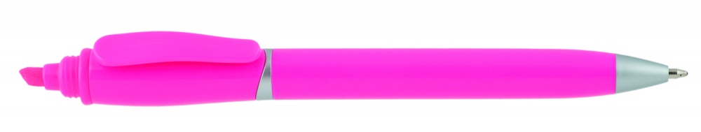 Logo trade promotional merchandise image of: Plastic ball pen with highlighter 2-in-1 GUARDA, Pink