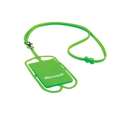 Logo trade business gifts image of: Lanyard with cardholder, Green