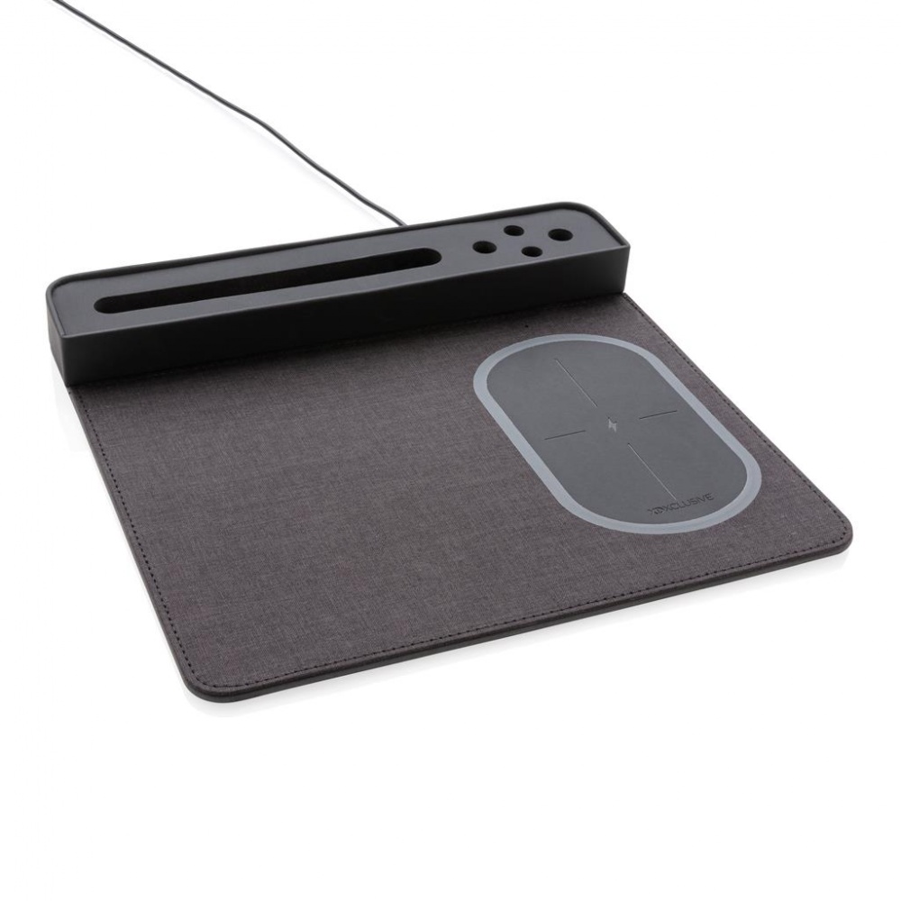 Logo trade promotional gift photo of: Air mousepad with 5W wireless charging and USB, black