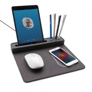 Logo trade advertising products image of: Air mousepad with 5W wireless charging and USB, black