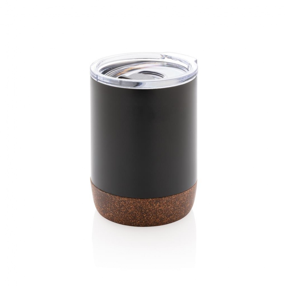 Logo trade promotional giveaways image of: Cork small vacuum coffee mug, black