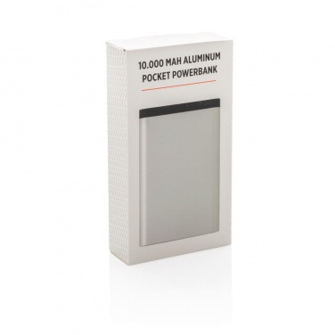 Logotrade advertising product picture of: 10.000 mAh Aluminum pocket powerbank, silver