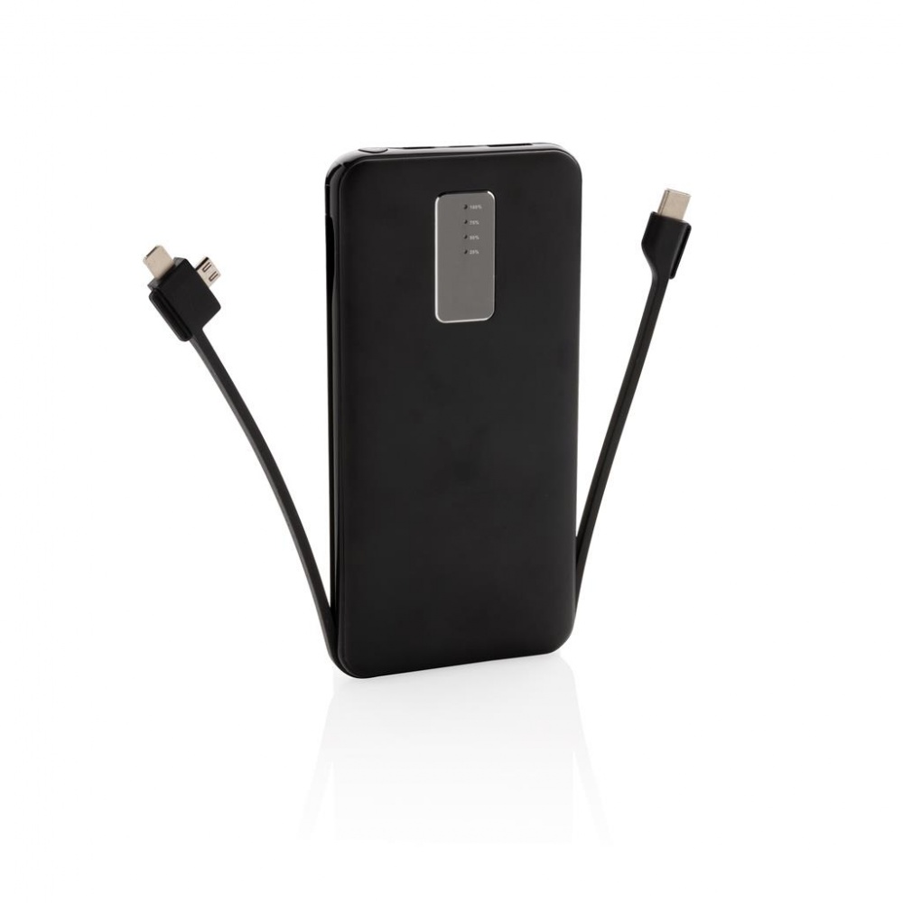 Logotrade business gift image of: 10.000 mAh powerbank with integrated cable, black