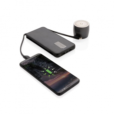 Logotrade promotional merchandise picture of: 10.000 mAh powerbank with integrated cable, black