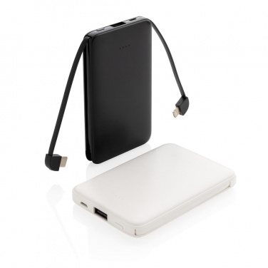 Logotrade corporate gift picture of: 5.000 mAh Pocket Powerbank with integrated cables, black