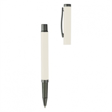 Logo trade promotional giveaway photo of: Writing set, ball pen and roller ball pen, white