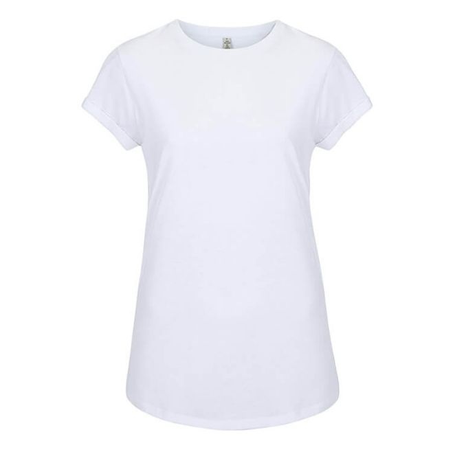 Logo trade business gift photo of: Salvage women´s rolled sleeve t-shirt, dove white