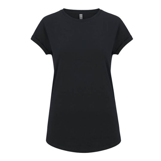 Logo trade promotional gifts image of: Salvage women´s rolled sleeve t-shirt, black
