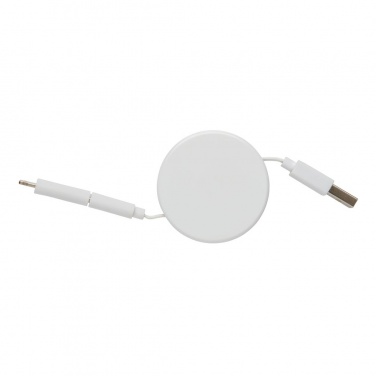 Logotrade promotional gifts photo of: Ontario 3-in-1 retractable cable, white
