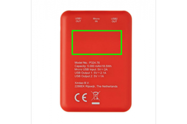 Logotrade promotional giveaway picture of: High Density 5.000 mAh Pocket Powerbank, red