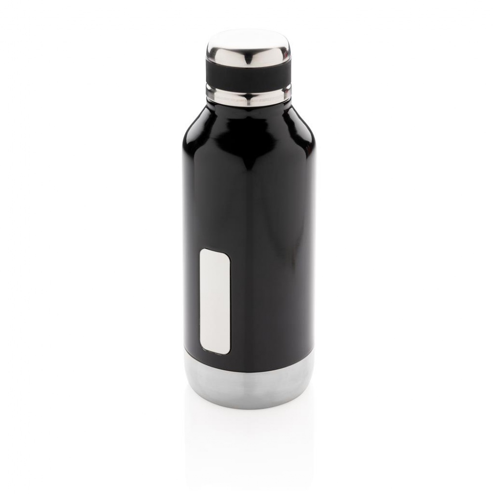 Logo trade promotional merchandise photo of: Leak proof vacuum bottle with logo plate, black