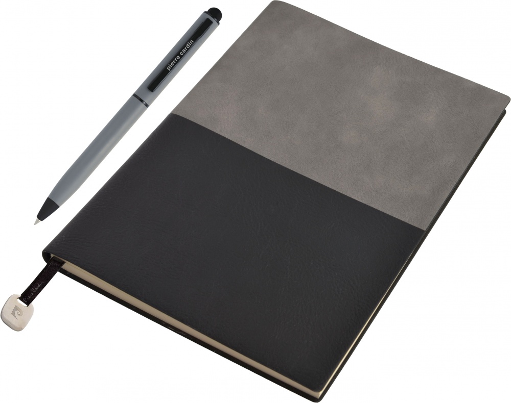 Logo trade business gifts image of: Notepad A5 & ballpoint pen REPORTER Pierre Cardin, Grey