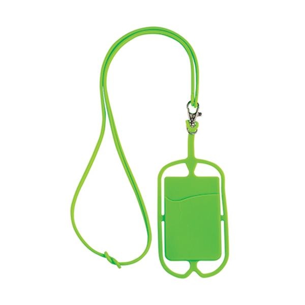 Logo trade promotional giveaways image of: Lanyard with cardholder, Green