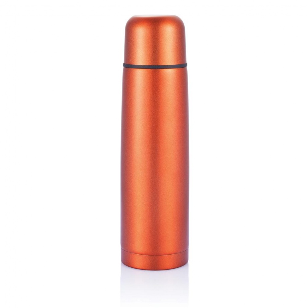 Logo trade promotional gifts image of: Stainless steel flask, orange, personalized name, sleeve, gift wrap