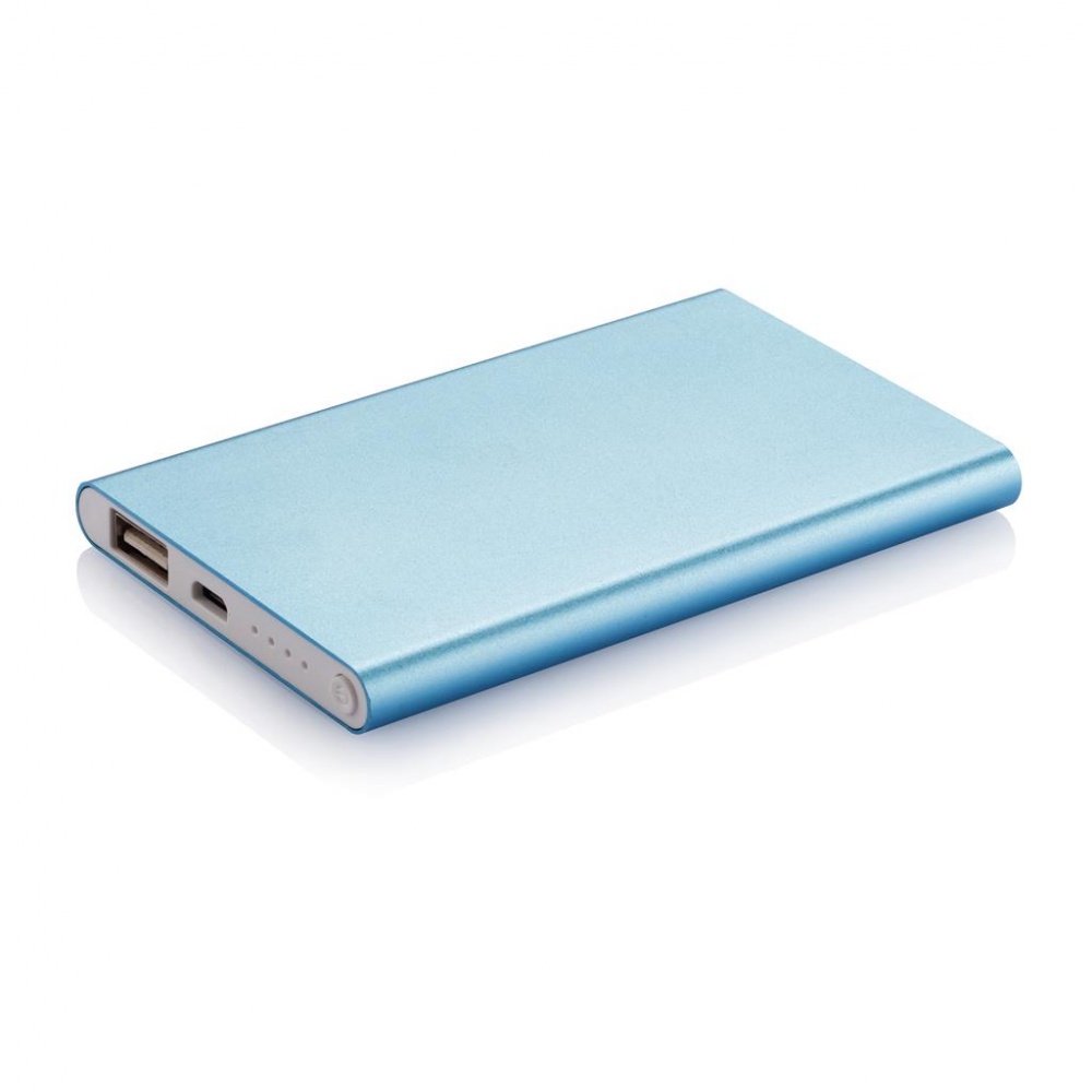 Logotrade corporate gift picture of: 4000 mAh powerbank, blue, with personalized name, sleeve, gift wrap