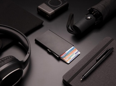 Logo trade promotional giveaways picture of: Standard aluminium RFID cardholder, black
