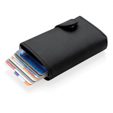 Logotrade advertising products photo of: Standard aluminium RFID cardholder with PU wallet, black