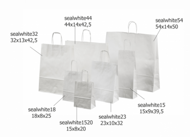 Logo trade promotional items image of: PAPERBAG WHITE 23X10X32CM