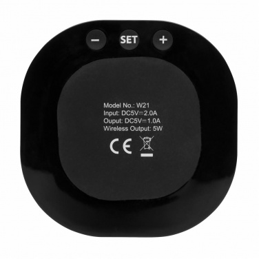Logo trade promotional products image of: Aria 5W Wireless Charging Digital Clock, black