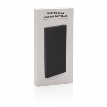 Logotrade promotional merchandise photo of: Tempered glass 5000 mAh powerbank, black
