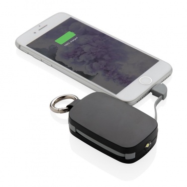 Logo trade business gifts image of: 1.200 mAh Keychain Powerbank with integrated cables, black