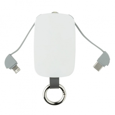 Logo trade advertising products image of: 1.200 mAh Keychain Powerbank with integrated cables, white