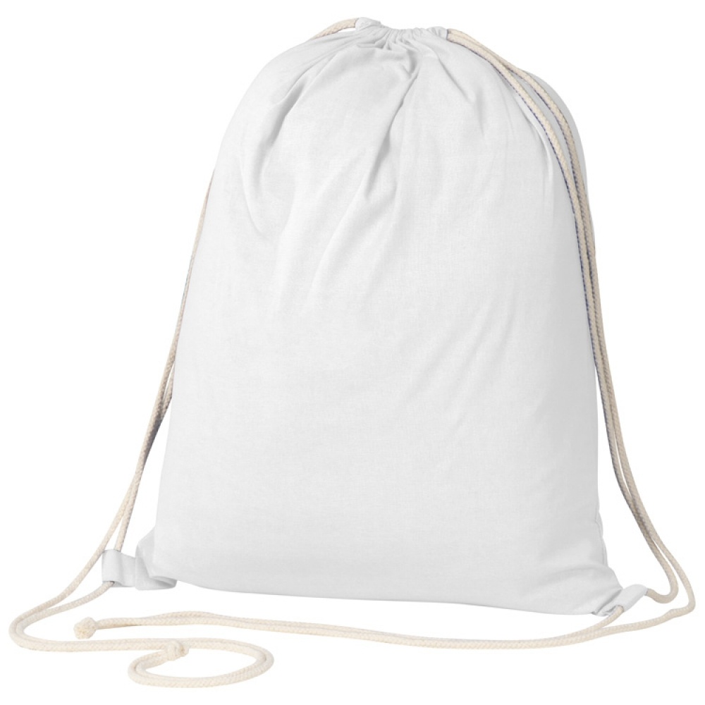 Logotrade promotional gift picture of: ECO Tex certified Gymbag from environmentally friendly cotton , White