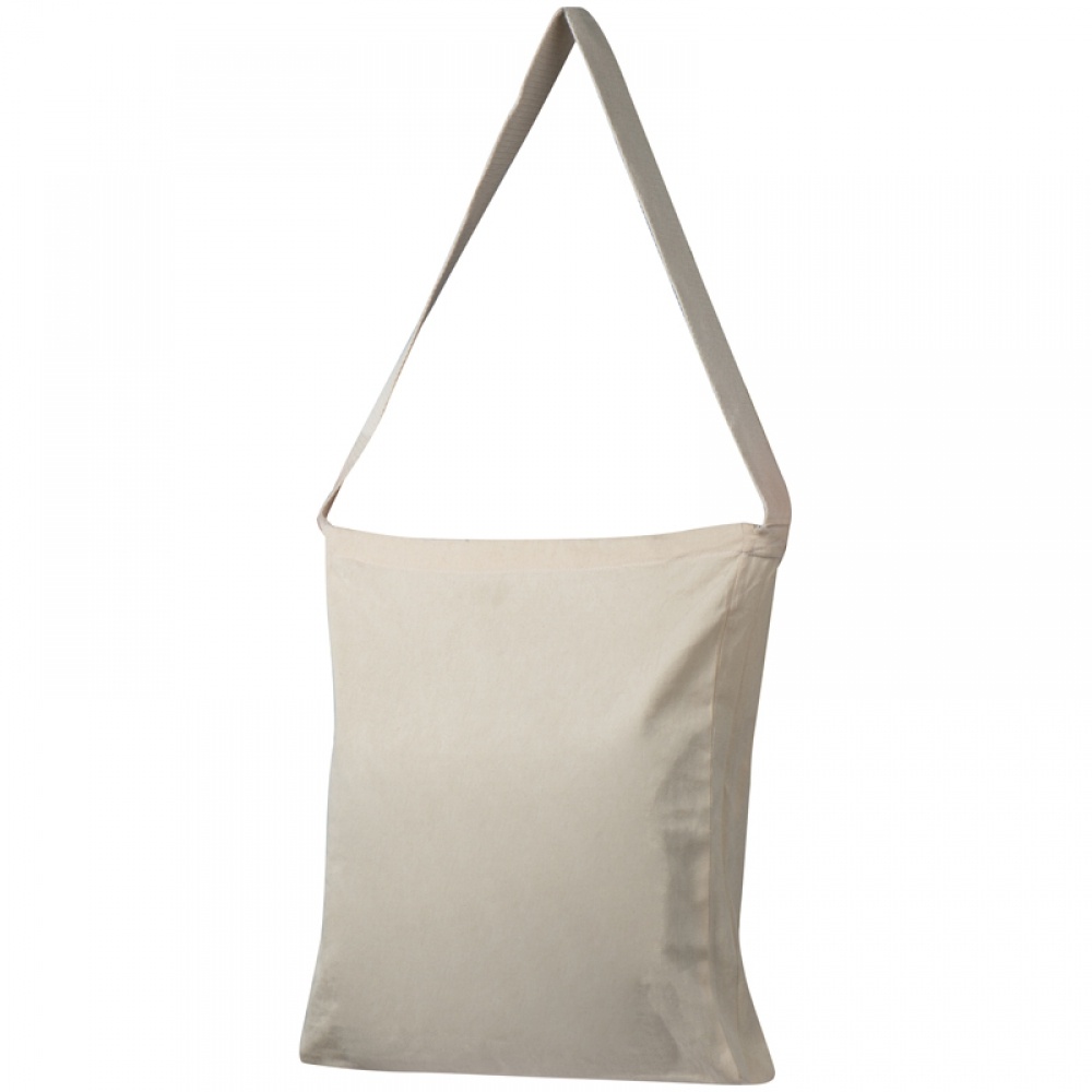 Logotrade corporate gift picture of: Cotton bag with woven carrying handle and bottom fold, White