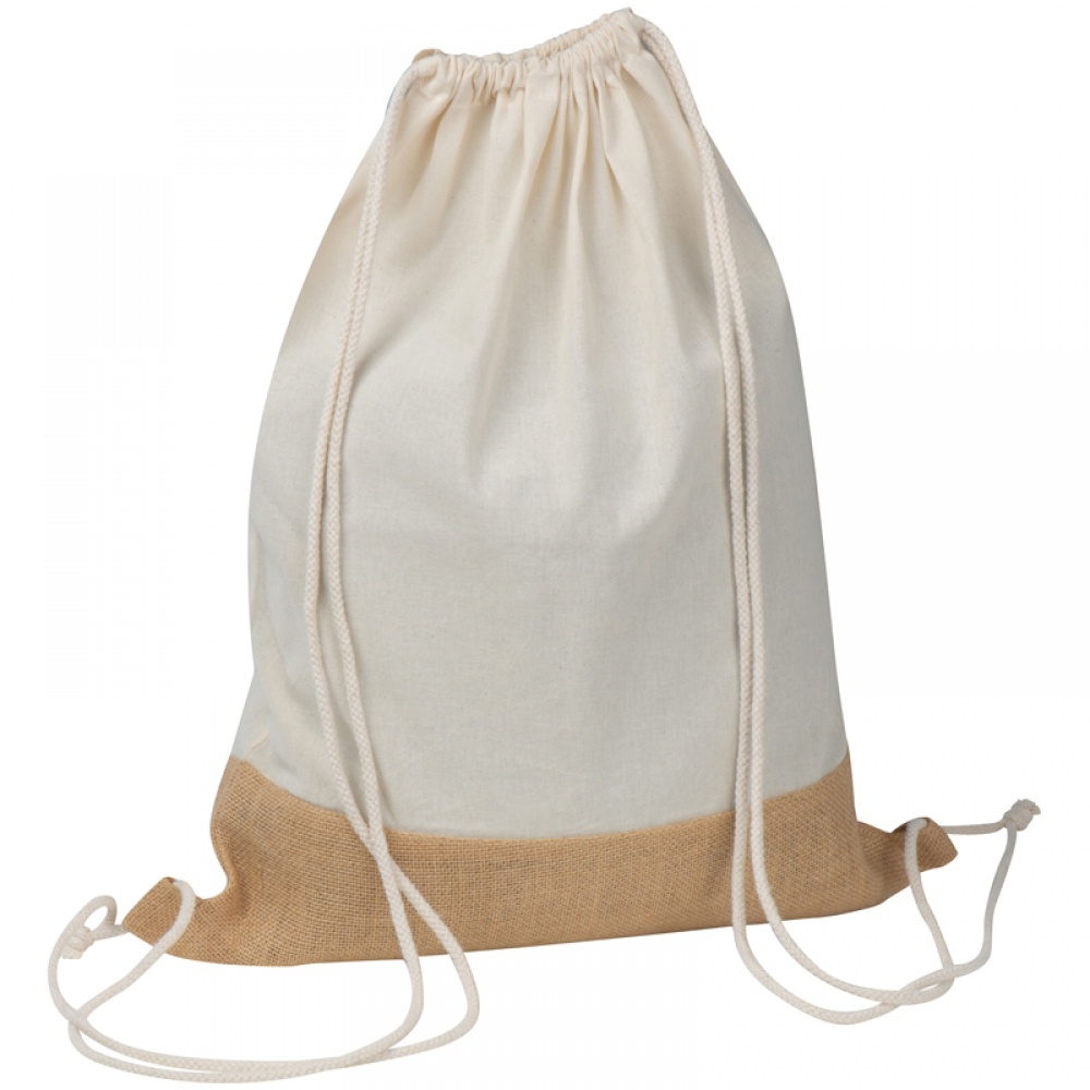Logo trade business gift photo of: Gymbag with jute bottom, White