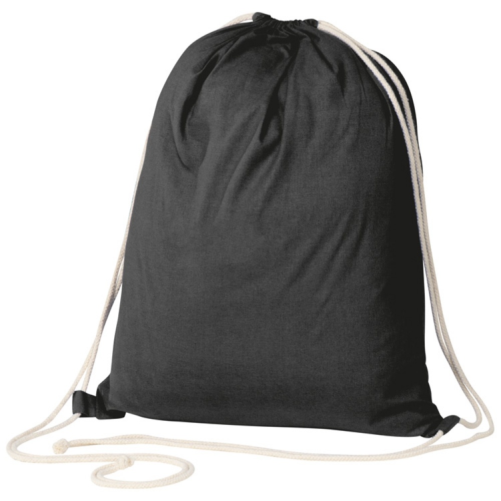 Logo trade promotional gifts picture of: ECO Tex certified Gymbag from environmentally friendly c, Black