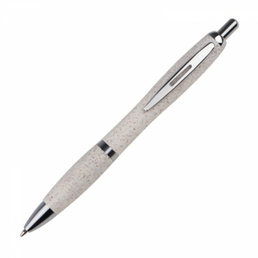 Logo trade promotional merchandise picture of: Wheat straw ballpen with silver applications, Beige