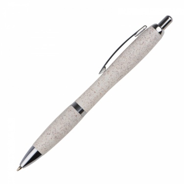 Logotrade promotional item image of: Wheat straw ballpen with silver applications, Beige