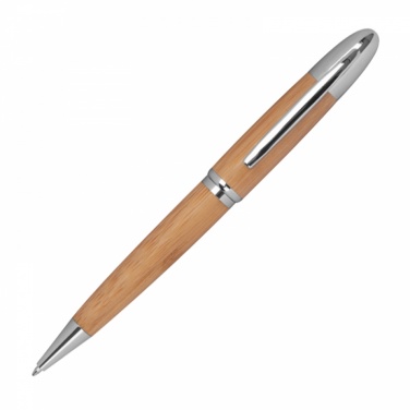 Logotrade advertising products photo of: Metal twist ballpen with bamboo coating, Beige