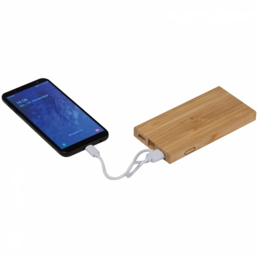 Logo trade promotional products image of: Bamboo power bank, Beige