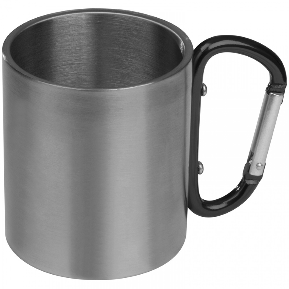 Logotrade promotional giveaways photo of: Metal mug with snap hook, black