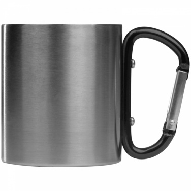 Logo trade corporate gift photo of: Metal mug with snap hook, black