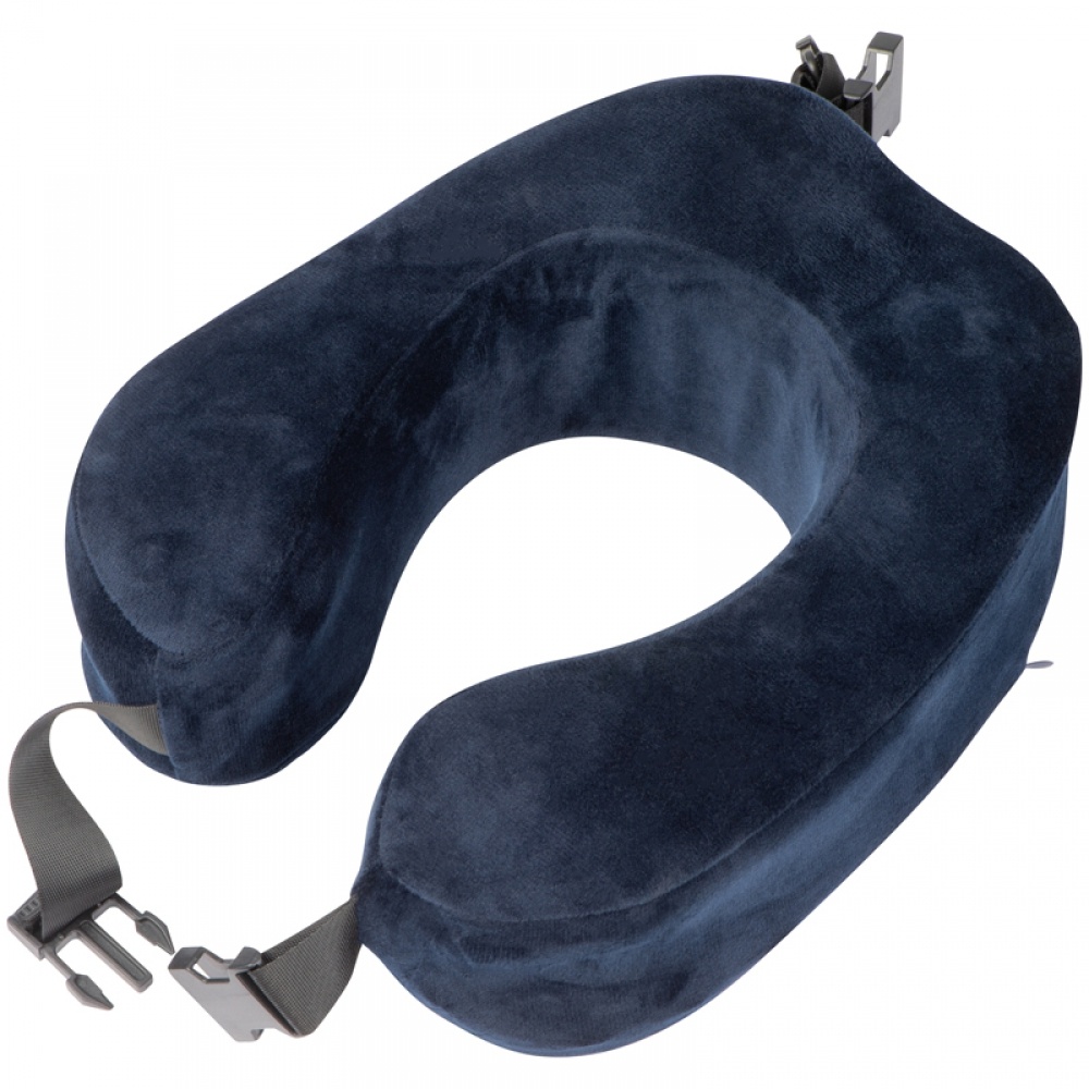 Logotrade promotional product picture of: Plush neck pillow with closure band, Blue