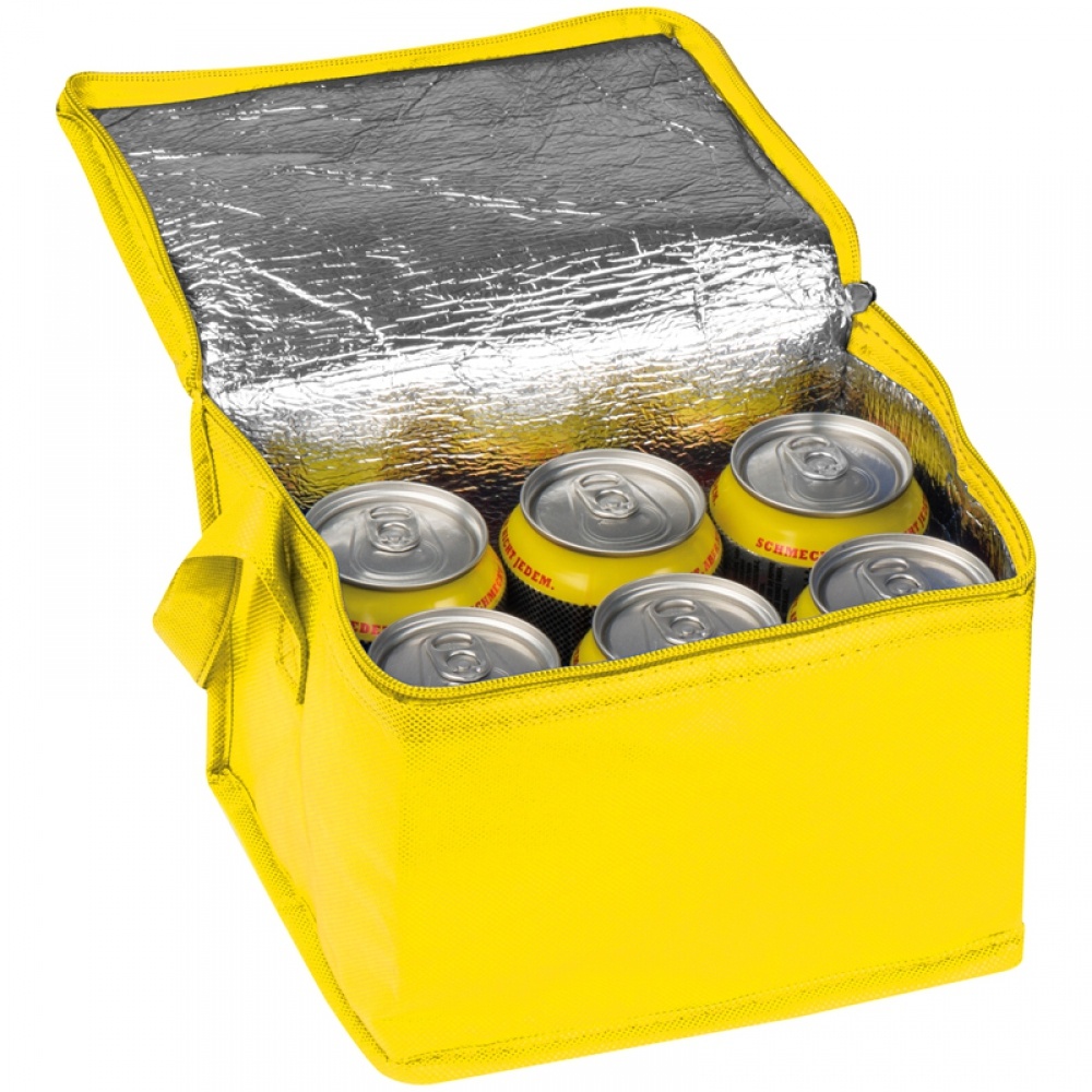 Logo trade corporate gifts image of: Non-woven cooling bag - 6 cans, Yellow