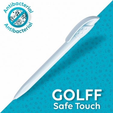 Logotrade corporate gift picture of: Golff Safe Touch antibacterial ballpoint pen, white