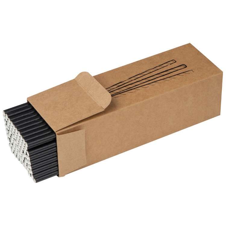 Logo trade promotional item photo of: Set of 100 drink straws made of paper, black