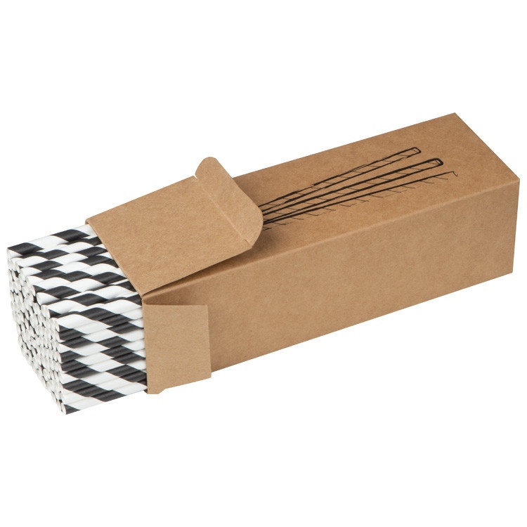 Logo trade promotional merchandise photo of: Set of 100 drink straws made of paper, black-white