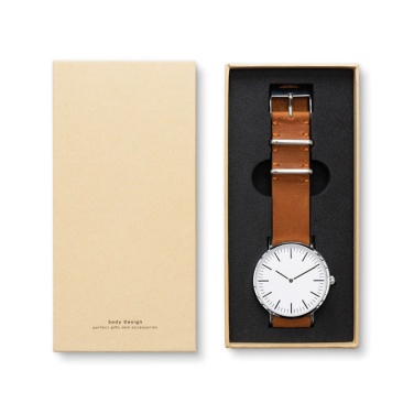 Logotrade business gift image of: #3 Watch with genuine leather strap, brown