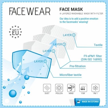 Logo trade promotional products image of: Face mask with a filter, grey