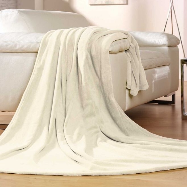 Logo trade promotional giveaway photo of: Memphis fleece blanket, white